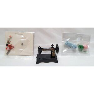 Vintage Miniature Dollhouse Singer Sewing Machine With Sewing Accessories